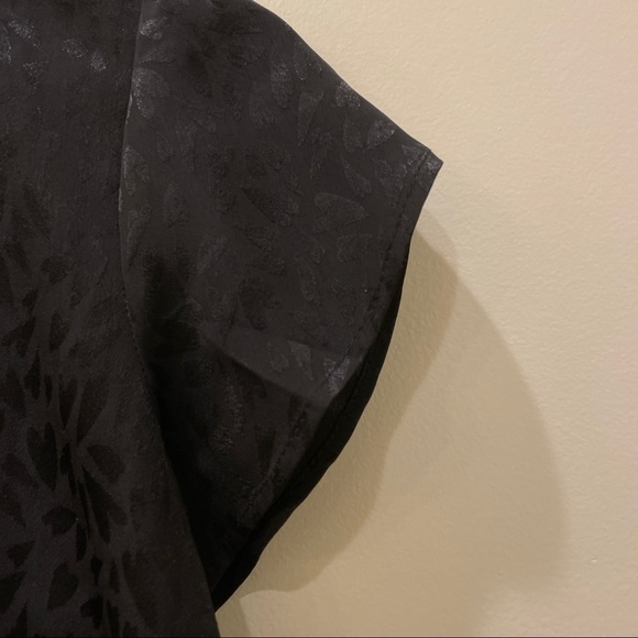 7. Loft Black on Black Heart Printed Short Sleeve Blouse - Picture 3 of 7